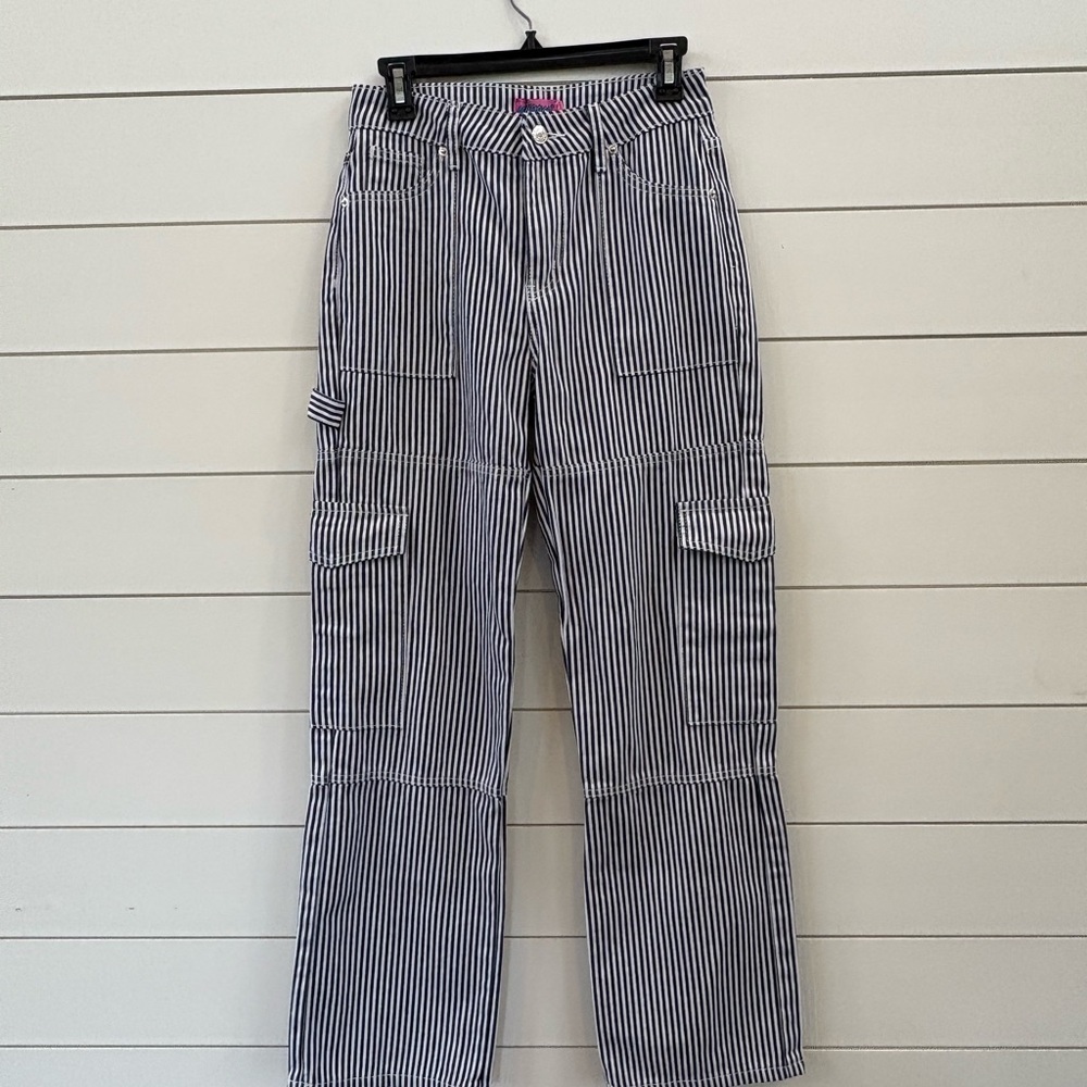 Edikted Blue and White Striped Pants